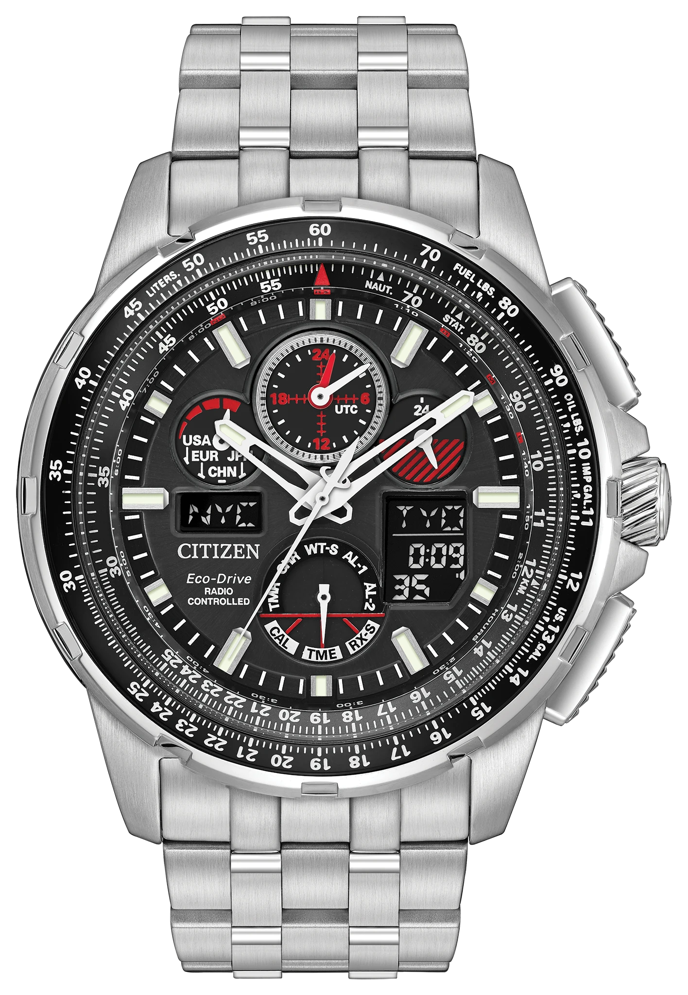 Promaster Skyhawk A-T Black Dial Stainless Steel Bracelet